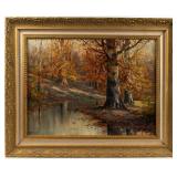 Framed Autumn Landscape Painting
