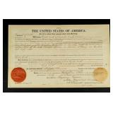 1890 Signed President Benjamin Harrison Land Deed