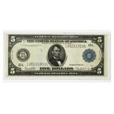 Currency 1914 $5 Federal Reserve Note in Fine