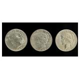 Coin (3)  Peace Silver Dollars 1923 P,D & S