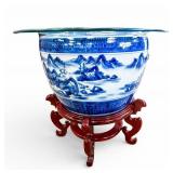 Chinoiserie Blue and White Fishbowl Table