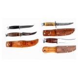 Knife Lot Of 4 Vintage Fixed Blades High-End