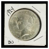 Coin 1924 Peace Silver Dollar Brilliant Unc.