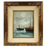 Framed Vintage Nautical Oil Painting