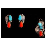 Jewelry Sterling Turquoise Earrings & Pendant