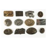 12 Vintage Belt Buckles Brass or Bronze+