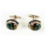 Jewelry Sterling Silver Malachite Cufflinks
