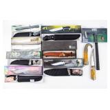 Knife Lot Of 9 Fixed Blades Including Tomahawk