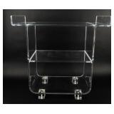 3 Shelf Acrylic Lucite Push Cart
