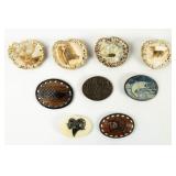 Vintage Stag Horn and other Belt Buckles 9 Pcs