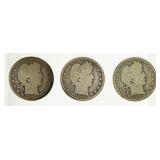 Coin (3) Barber Quarters Semi Key Dates