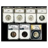 Coin (7) Kennedy & Franklin Half Dollars PCI+