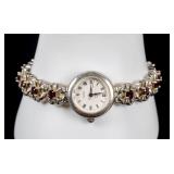 Jewelry Sterling Silver Garnet Watch