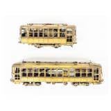 Lot Of 2 HO Scale Brass Trolley Cars