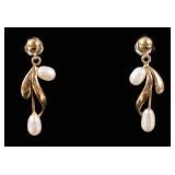 Jewelry 14kt Yellow Gold Pearl Dangle Earrings