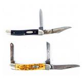 Knife Lot Of 2 Case Pocket Knives Bone Handle