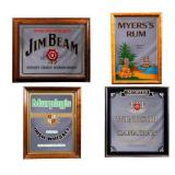 Lot of 4 Advertising Pub Mirrors - Jim Beam +
