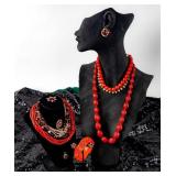 Jewelry Lot of Red-Toned Costume Jewelry