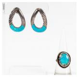 Jewelry Sterling Silver Turquoise Pieces
