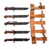 Knife Lot Of 5 Frog, Sheath & Bayonets AK Pattern