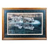 Terry Isaac "The Crossing  Wolves" Framed Print