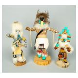 Lot of 3 Wooden Southwestern Style Kachinas