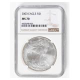 Coin 2003 American Silver Eagle NGC  MS70