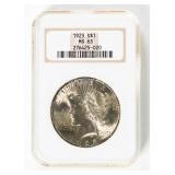 Coin 1923 Peace Silver Dollar NGC MS63