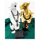 Jewelry Lot of Vintage Black Costume Pieces
