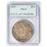 Coin 1887  Morgan Silver Dollar PCGS MS63