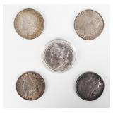 Coin (5)  Morgan Silver Dollars 1889