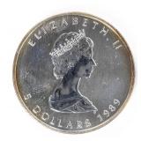 Coin 1989 Canadian $5 .999 Fine Silver Maple