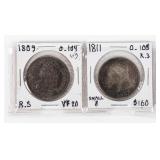 Coin (2) Bust Half Dollars 1809 & 1811