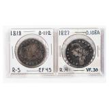 Coin (2) Bust Half Dollars 1818 & 1827