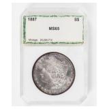 Coin 1887 Morgan Silver Dollar PCI MS65
