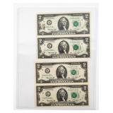 Coin (4) 1976 $2 Star Notes Uncut Sheets of 2 Each