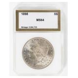 Coin 1898 Morgan Silver Dollar PCI MS64