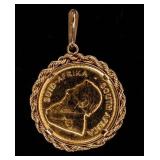 Coin South Africa 1/4 Ounce .999 Gold w/ Bezel