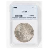 Coin 1886 Morgan Silver Dollar NNC MS66