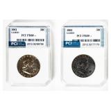Coin (2) Franklin Half Dollars 1961 & 1962 PR68+