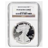 Coin 2010-W  American Silver Eagle NGC PF69 UC
