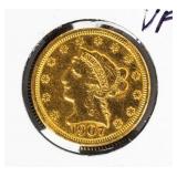 Coin 1907 $2.50 Gold Liberty in Very Fine*