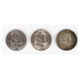Coin 3 Key Date Franklin Half Dollars BU