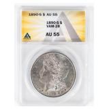 Coin 1890-S Morgan Silver Dollar ANACS AU55