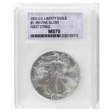 Coin 2004 American Silver Eagle Certified MS70