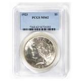 Coin 1923 Peace Silver Dollar PCGS  MS62