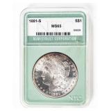 Coin 1881-S Morgan Silver Dollar NTC MS65
