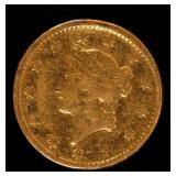 Coin Genuine Gold Dollar Type 1 Damaged
