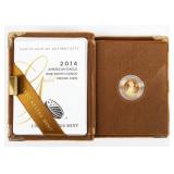 Coin 2014 Gold 1/10th Ounce American Eagle Proof