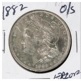 Coin 1882 O/S  Morgan Silver Dollar Almost Unc.